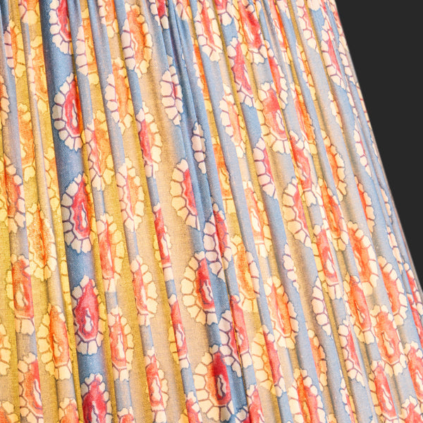 35cm straight empire shade in blue and red block printed Dotty gathered cotton by GP & J Baker