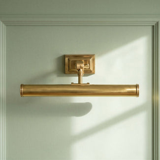 Larger Pitcheroo picture light in antique brass