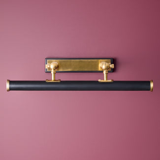 Pitcheroo double arm picture light in black and brass