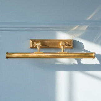 Pitcheroo double arm picture light in antique brass