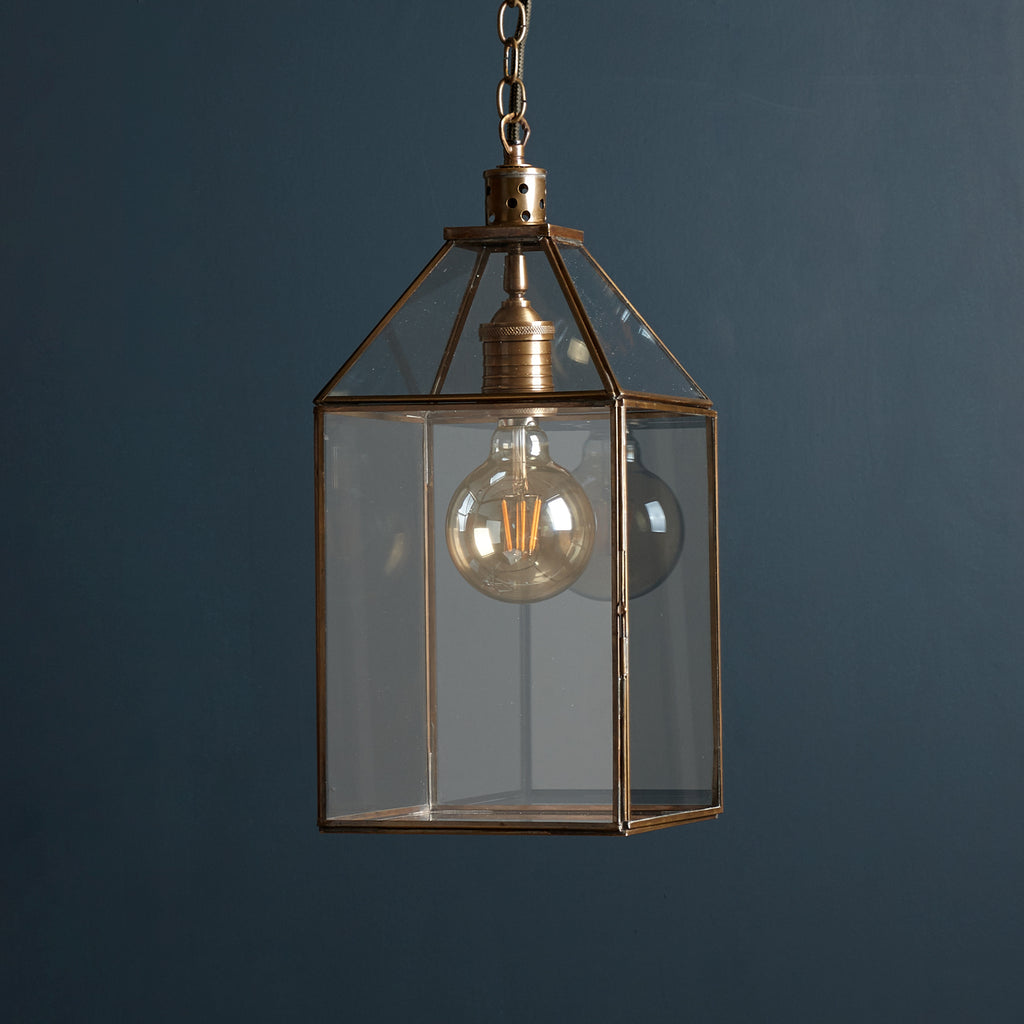 Pooky Lighting Larger Carrington Lantern in Antiqued Brass