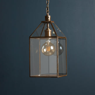 larger Carrington lantern in Antiqued brass