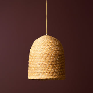 Cloche pendant light in natural seagrass
