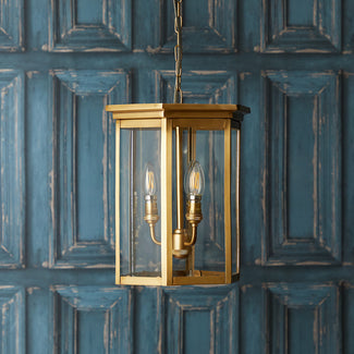Dontanello pendant light in brass and clear glass
