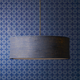 Larger Jute pendant in navy with baffle