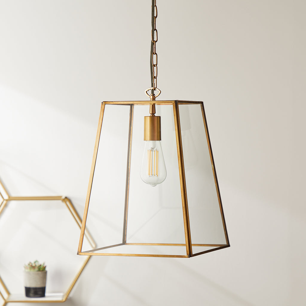 larger Luxor lantern brass clear glass