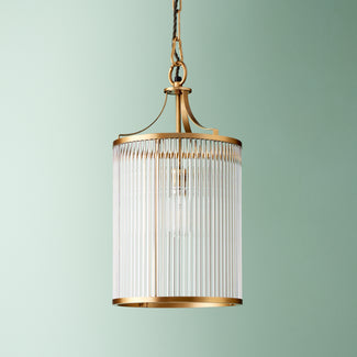 Valli glass pendant in brass with glass rods