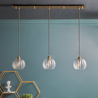 Plateau ceiling fitting in antiqued brass