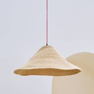 Conical basket pendant shade in natural