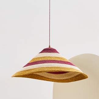 Conical basket pendant shade in spices