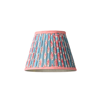 18cm pendant shade in blue and red block printed Dotty gathered cotton by GP & J Baker
