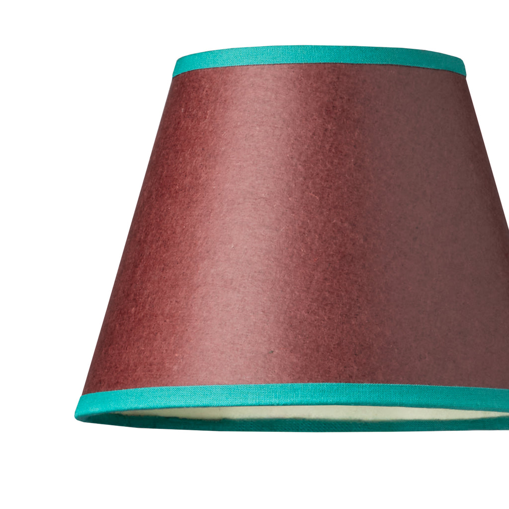 18cm pendant shade in Beetroot hand made parchment with azure tape