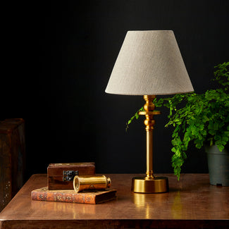 Phileas rechargeable table lamp finished in antique brass