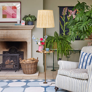 Darcy standing lamp with brass tray