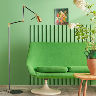 Pick reading lamp in black and antiqued brass