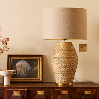 Aslan table lamp in natural rattan