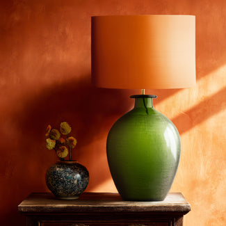 Jeanne table lamp in etched green glass