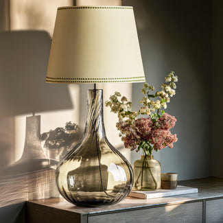 Juniper table lamp in green fluted glass