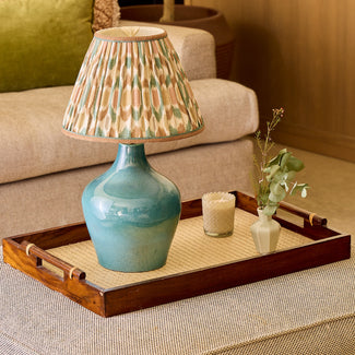 Amble rechargeable table lamp in green ceramic