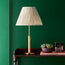 Piaf rechargeable table lamp in brass and wrapped cane