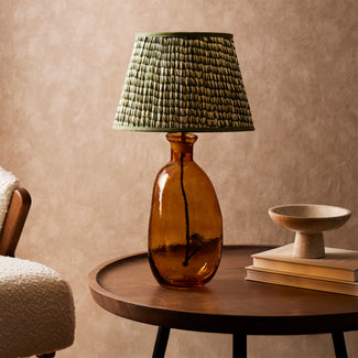 Regular Wobble bottle table lamp in brown hammered glass