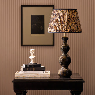Smaller Wobster table lamp in brownish black lacquered wood