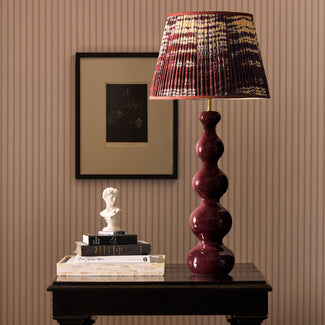 Larger Wobster table lamp in burgundy lacquered wood