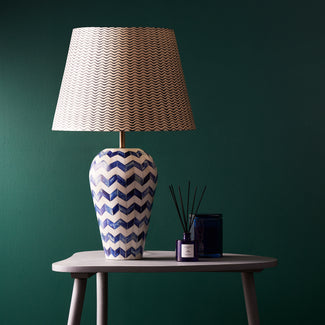 Ziggy table lamp in blue and natural bone