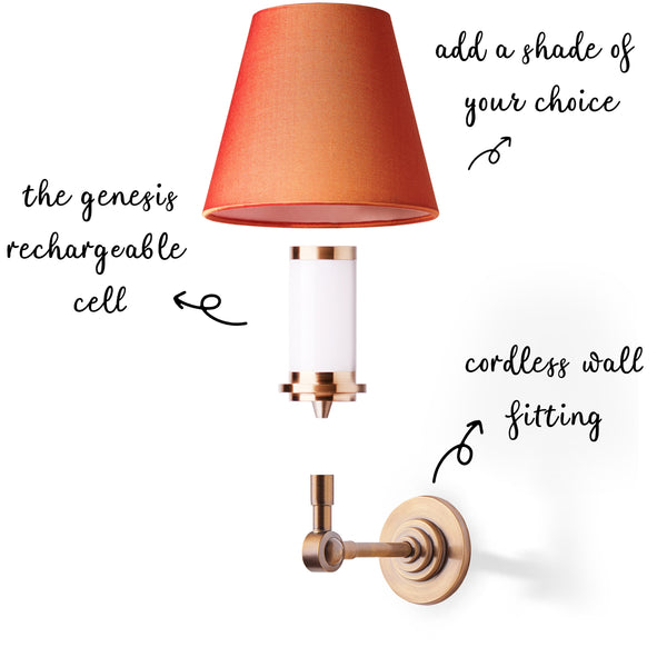 Mini Elbow rechargeable wall fitting in antique brass