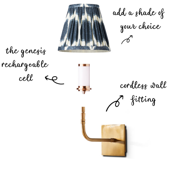 Stevie rechargeable wall fitting in antique brass