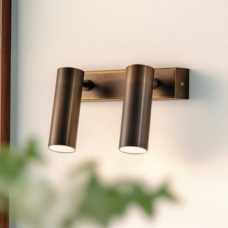 Double Austell IP54 spotlight in bronze