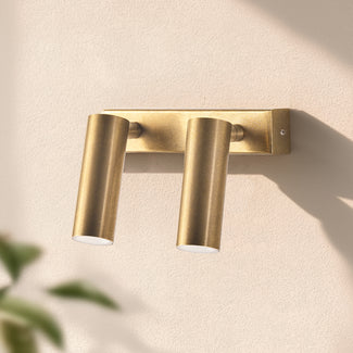 Double Austell IP54 spotlight in brass