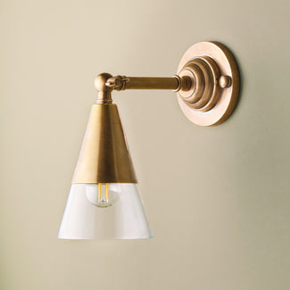 Belfry Wall Light in glass and antique brass