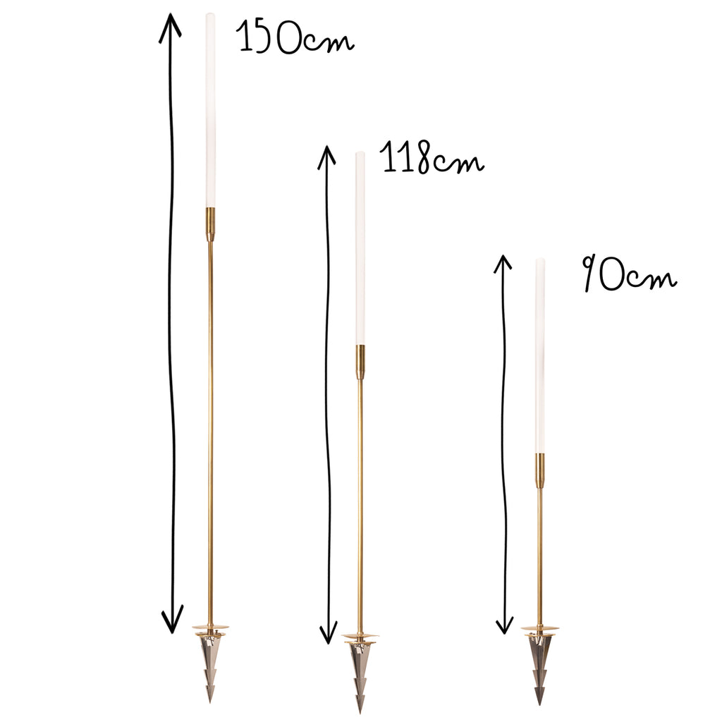 Bullrush IP67 spike lights in brass and glass