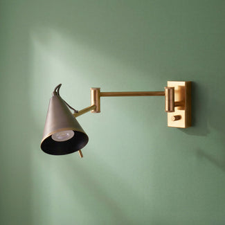 Conrad articulated wall light in brass with bronze hood