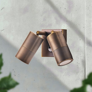 Motion sensor Double Portreath IP65 adjustable pillar light in bronze