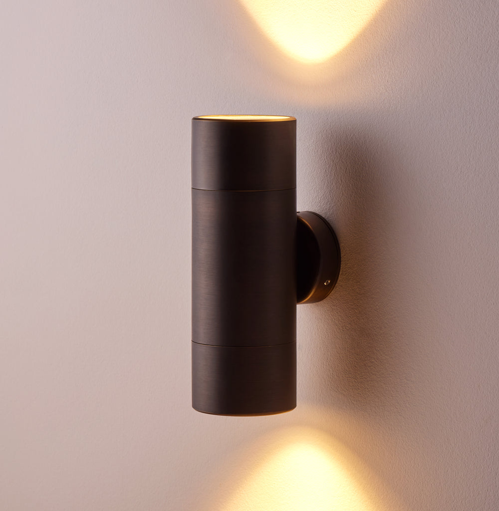 Large Portreath IP65 up and down pillar light in bronze