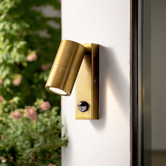 Motion sensor portreath IP65 adjustable pillar light in aged brass