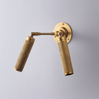 Quantum double wall light in antiqued brass