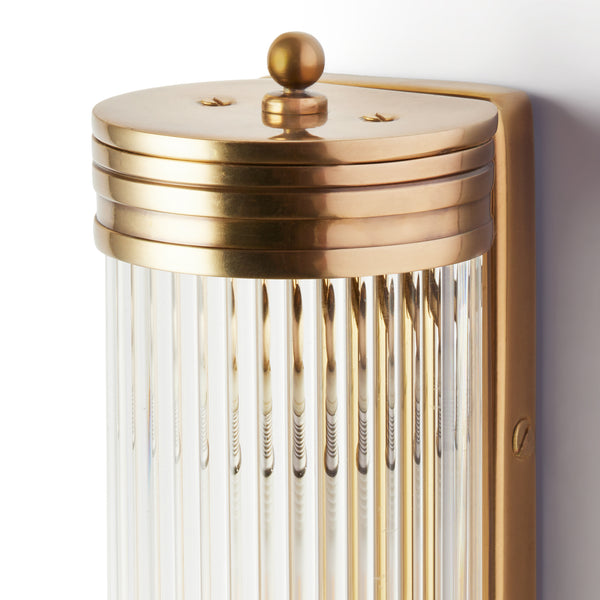 Timeless Long Roddy IP44 Wall Light in Brass with Glass Rods