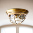 Saturina IP54 flush light in brass and glass