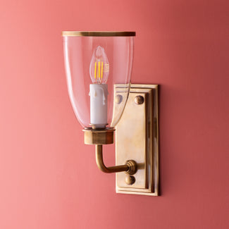 Waterloo wall light in antiqued brass