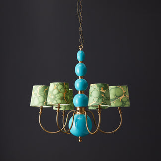 Dunnock chandelier in turquoise