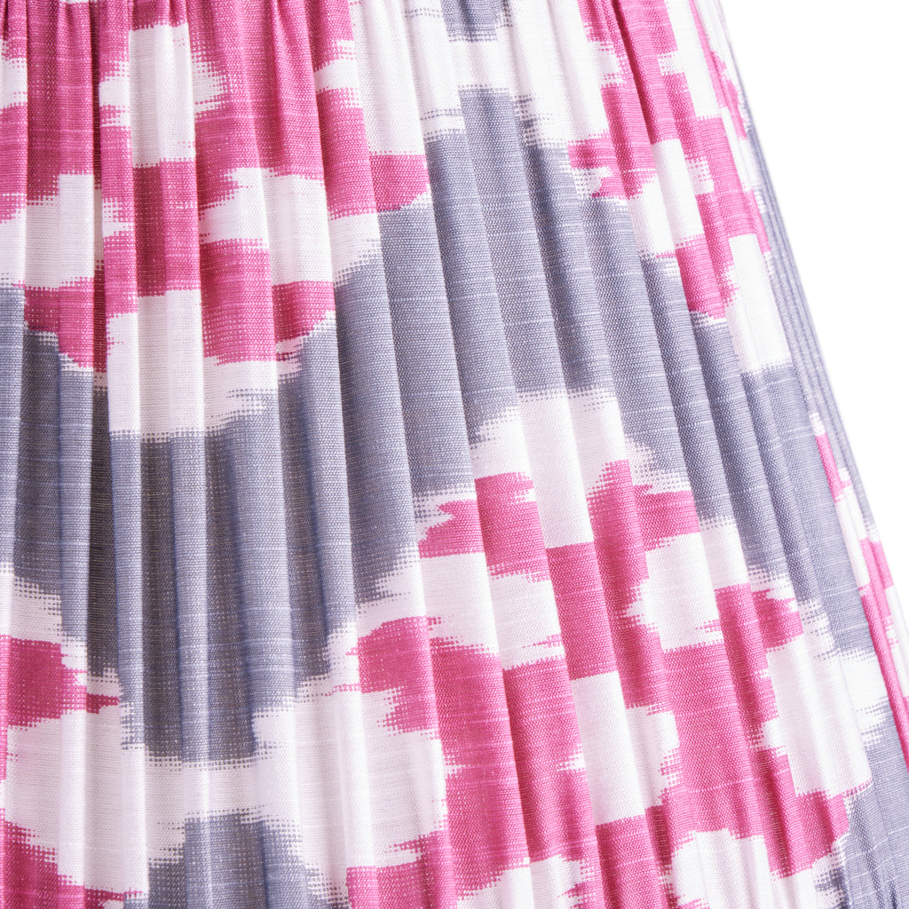 Silk Pink Lampshade | Ikat Pink & Pewter Shade