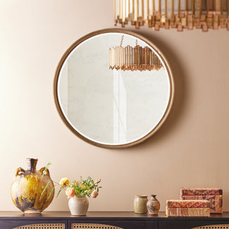 Regular Feathers mirror in antiqued gold