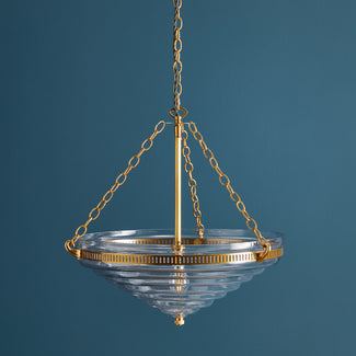Archie stepped glass pendant with brass fittings