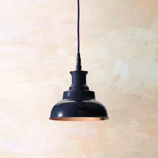 Sadie pendant light in black iris with copper interior