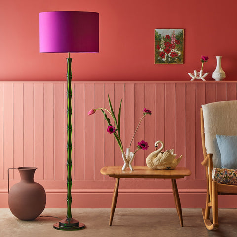 Bamboo floor lamp in green polished resin