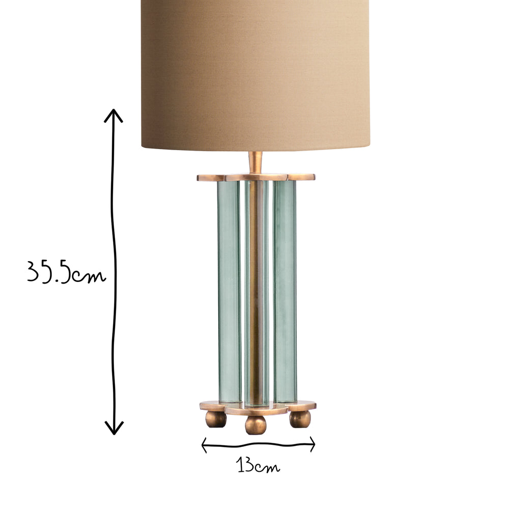 Club table lamp in brass and green glass