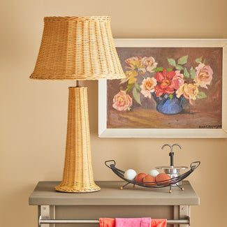 Cornet table lamp in rattan